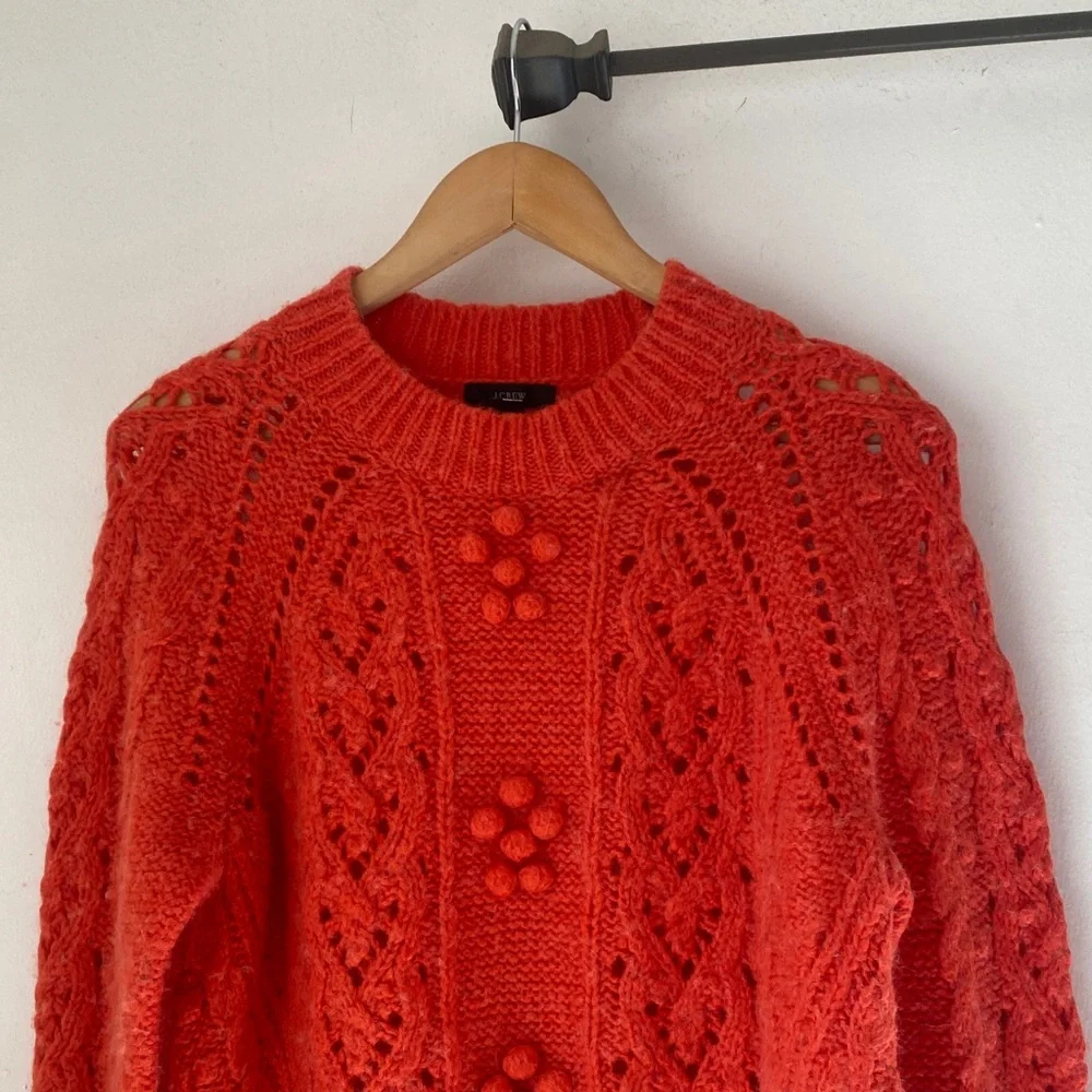 J. Crew M Cable-Knit Pointelle Sweater